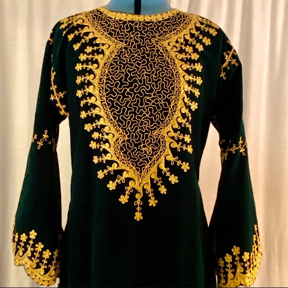 Emerald Green Velvet Fully Lined Kaftan/Caftan Gown